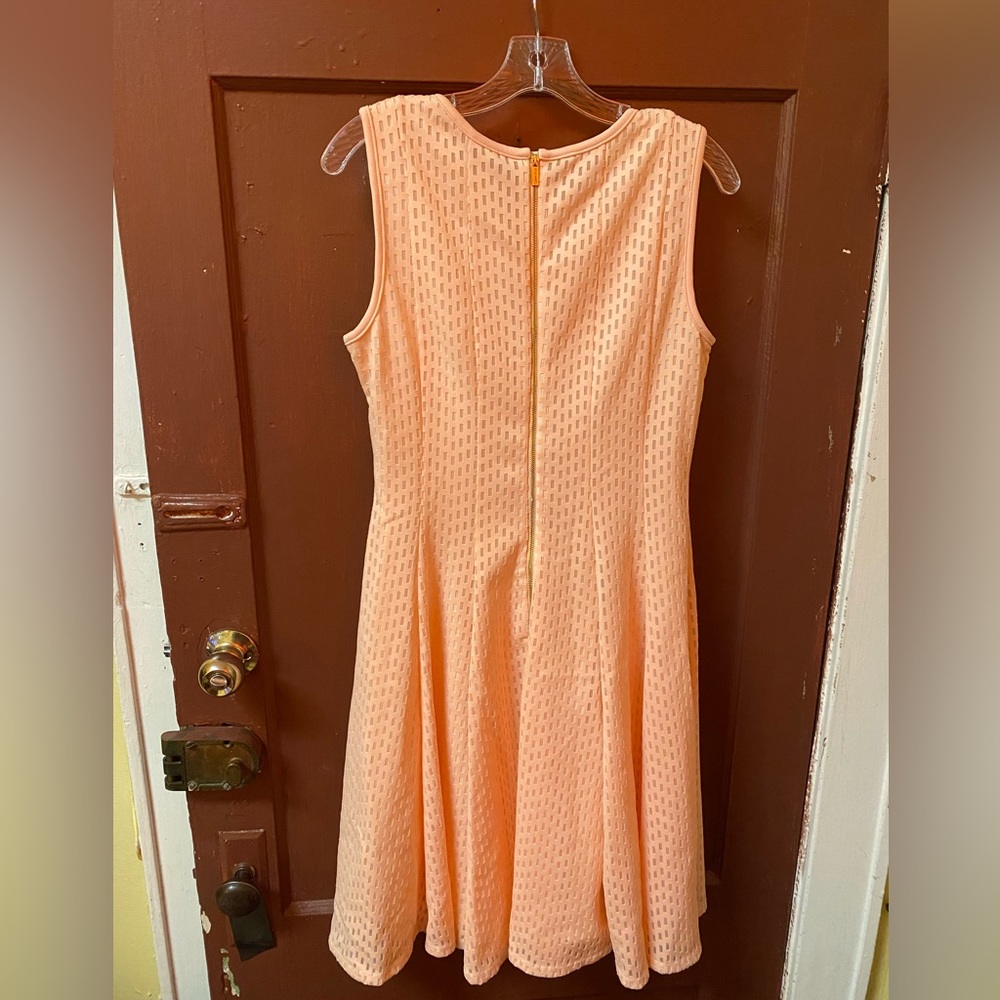 CALVIN KLEIN BLUSH PINK SLEEVELESS A-LINE DRESS WITH SOLID INTERIOR LINING - Picture 9 of 12